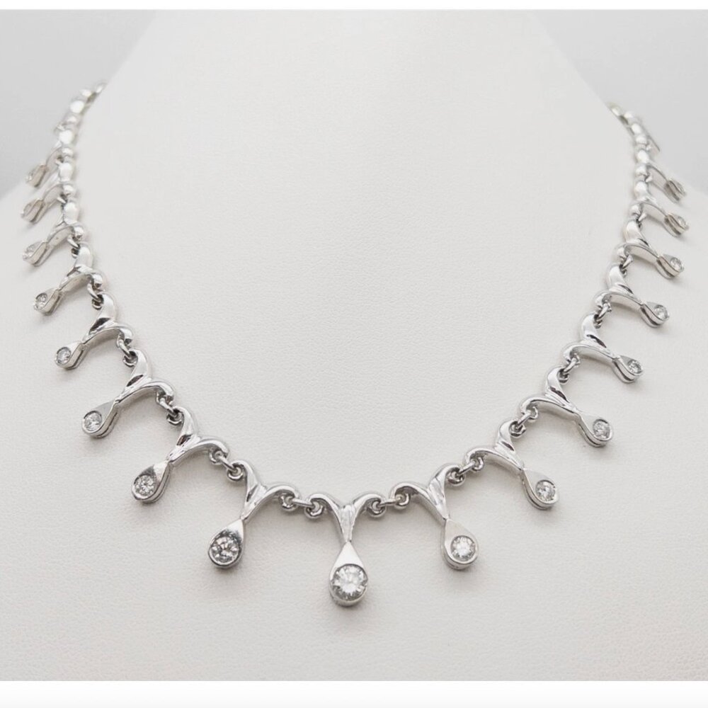 3ct VS H Natural Diamond 14k White Gold Dinner Necklace 16"